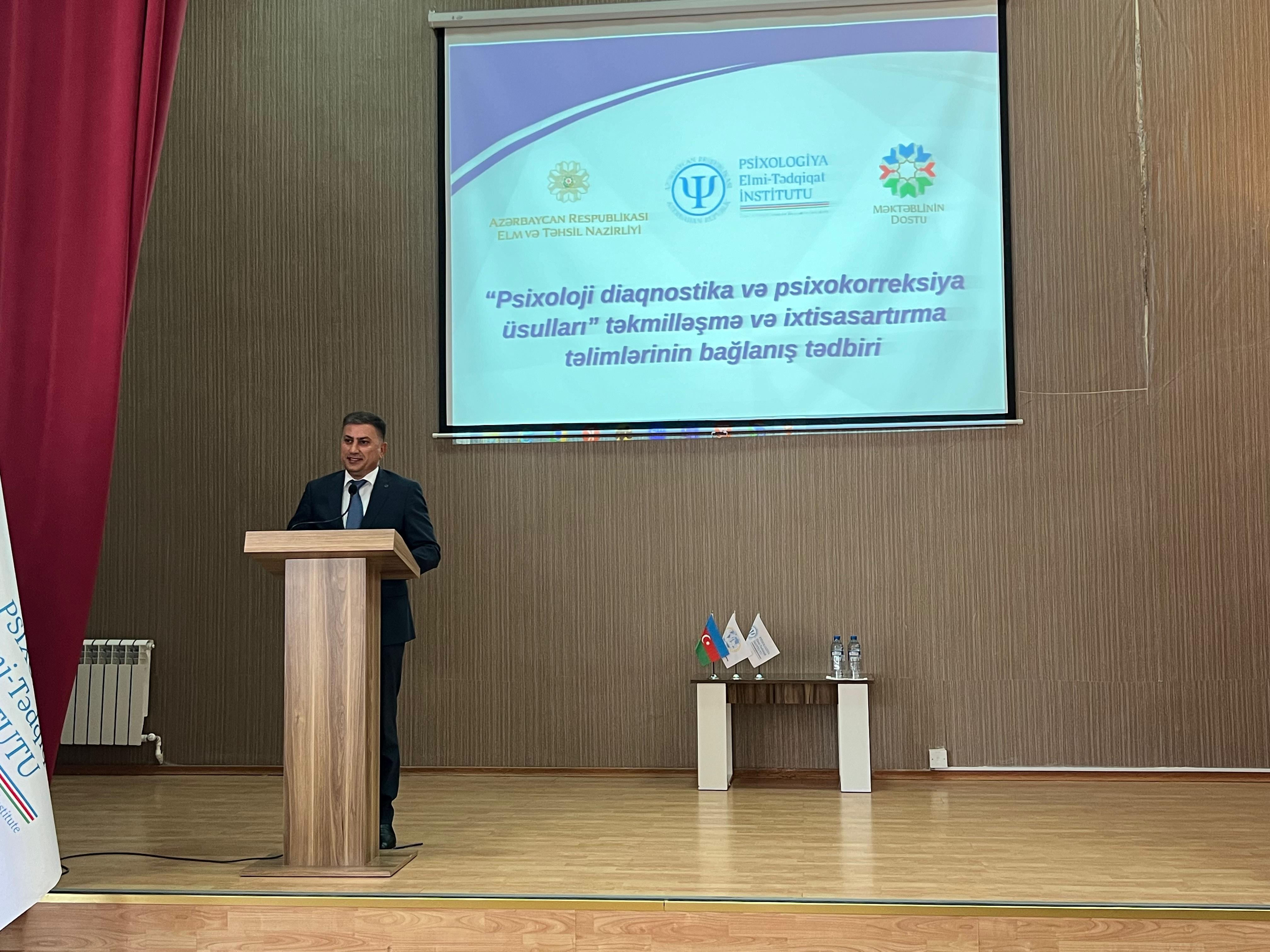 “Psixoloji diaqnostika və psixokorreksiya üsulları” təliminin bağlanış mərasimi keçirilib